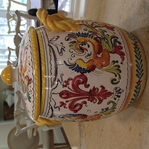 Vintage hand-painted Italian biscotti biscuit jar container - Picture 1 of 9